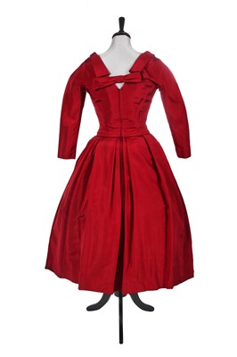Lot 431 - A Christian Dior New York red faille dress, mid-1950s