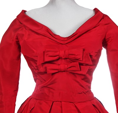 Lot 431 - A Christian Dior New York red faille dress, mid-1950s