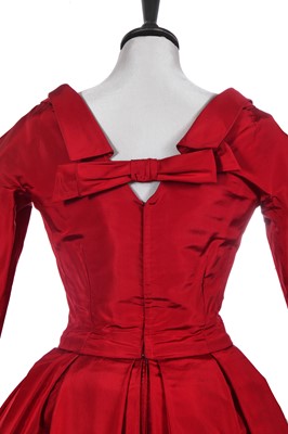 Lot 431 - A Christian Dior New York red faille dress, mid-1950s