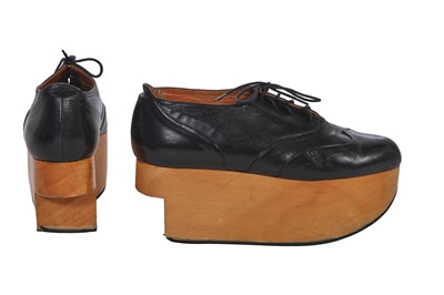 Lot 537 - A pair of Vivienne Westwood black leather Rocking Horse shoes, 1990s