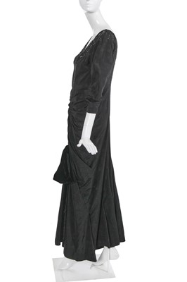 Lot 443 - A Maggy Rouff haute couture black moiré evening dress, late 1940s