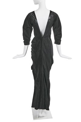 Lot 443 - A Maggy Rouff haute couture black moiré evening dress, late 1940s
