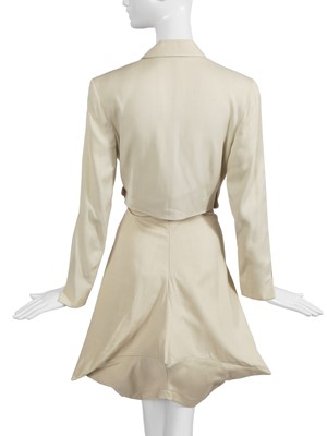 Lot 193 - A John Galliano ivory wool-blend skirt suit, 'Greek Widows...' collection, Spring-Summer 1990