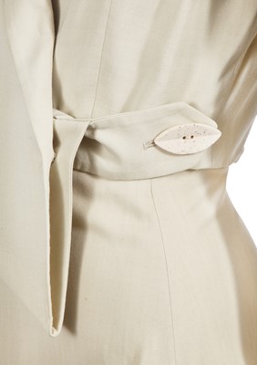 Lot 193 - A John Galliano ivory wool-blend skirt suit, 'Greek Widows...' collection, Spring-Summer 1990