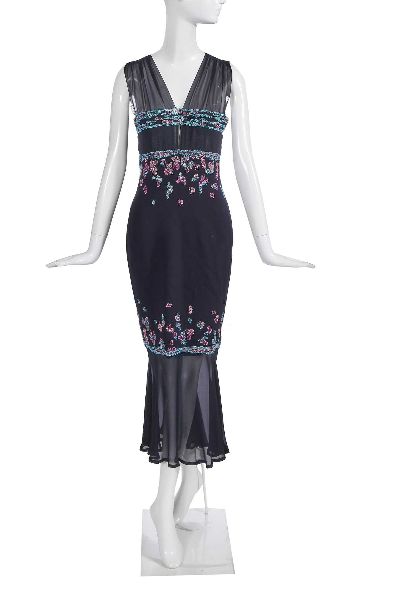 Lot 30 - A Chanel by Karl Lagerfeld beaded and embroidered chiffon and wool dress, Autumn-Winter 1997-98