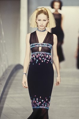 Lot 30 - A Chanel by Karl Lagerfeld beaded and embroidered chiffon and wool dress, Autumn-Winter 1997-98