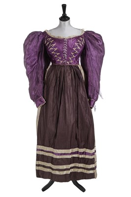 Lot 874 - A purple satin and striped silk fancy dress, 1828-130