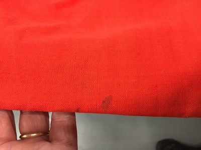Lot 501 - An unusual scarlet wool day dress, 1840-45