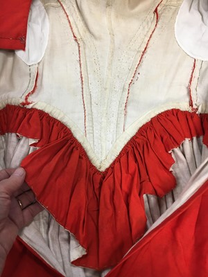 Lot 501 - An unusual scarlet wool day dress, 1840-45
