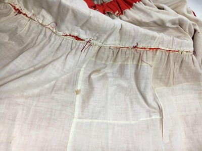 Lot 501 - An unusual scarlet wool day dress, 1840-45