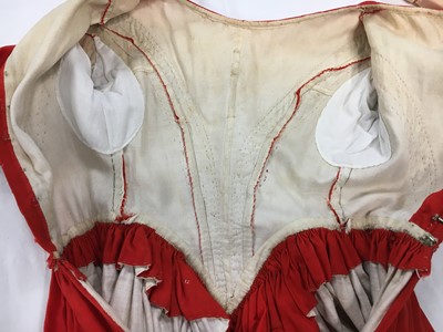 Lot 501 - An unusual scarlet wool day dress, 1840-45