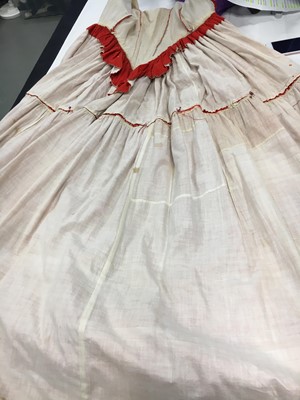 Lot 501 - An unusual scarlet wool day dress, 1840-45