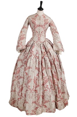 Lot 862 - A brocaded and figured taffeta evening gown, circa 1850