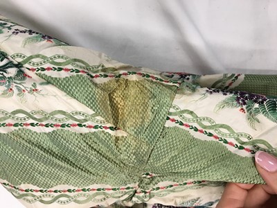 Lot 498 - A fine green striped and floral brocaded gown with day and evening bodices, circa 1854