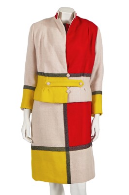 Lot 707 - A Marchesi Yves Saint Laurent-inspired Mondrian wool ensemble, 1960s
