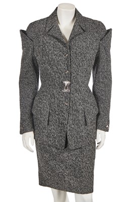 Lot 542 - A Thierry Mugler speckled grey wool suit, 1990s