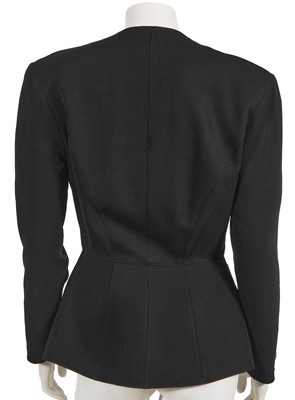 Lot 545 - A Thierry Mugler black grain de poudre collarless jacket, circa 1992