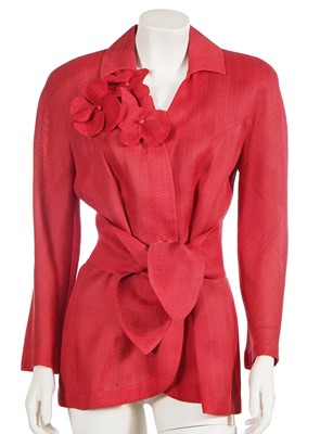 Lot 544 - A Thierry Mugler pink cotton-silk blend jacket, 1990s