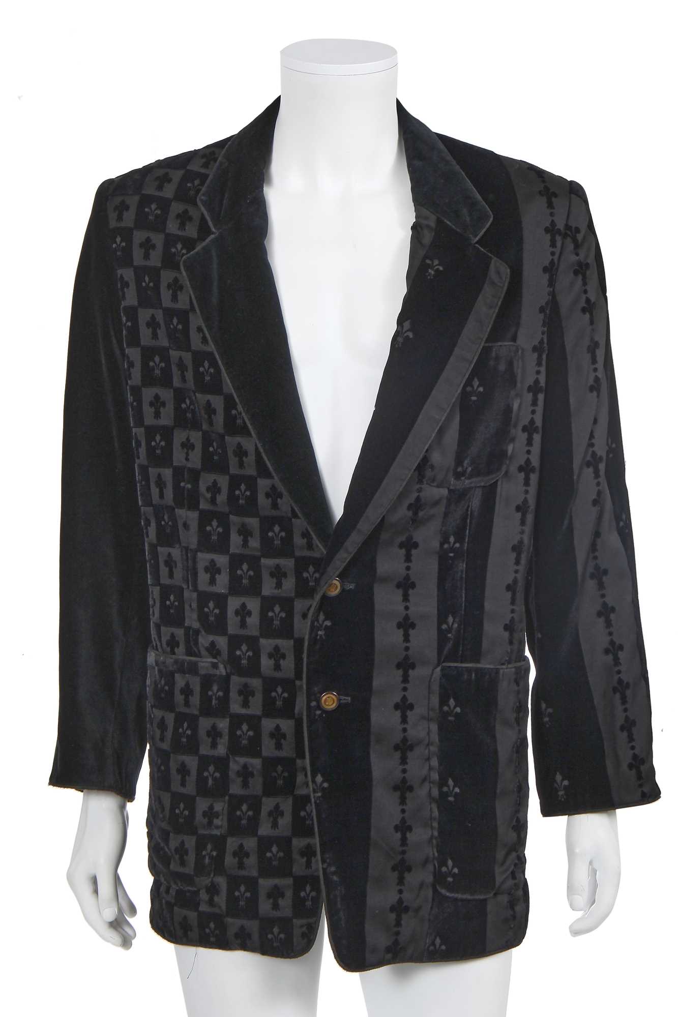 Lot 126 - A Matsuda men's black voided velvet blazer, Autumn-Winter 1991-92