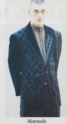 Lot 126 - A Matsuda men's black voided velvet blazer, Autumn-Winter 1991-92