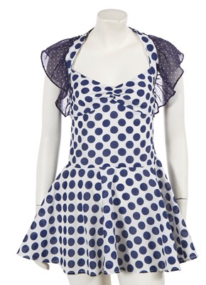 Lot 672 - A Mr Freedom blue and white polka dot cotton dress and knickers, 1970s