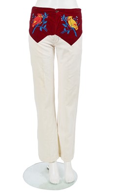 Lot 682 - A pair of Granny Takes a Trip embroidered velvet trousers, 1970s