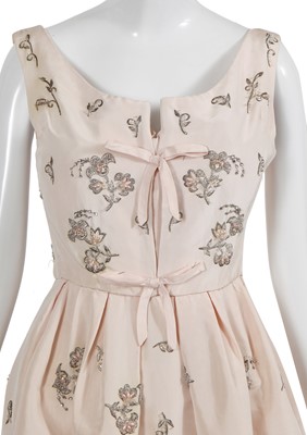 Lot 405 - A Christian Dior London by Marc Bohan embroidered blush faille 'Soirée Brillante' dress, Autumn-Winter 1960-61