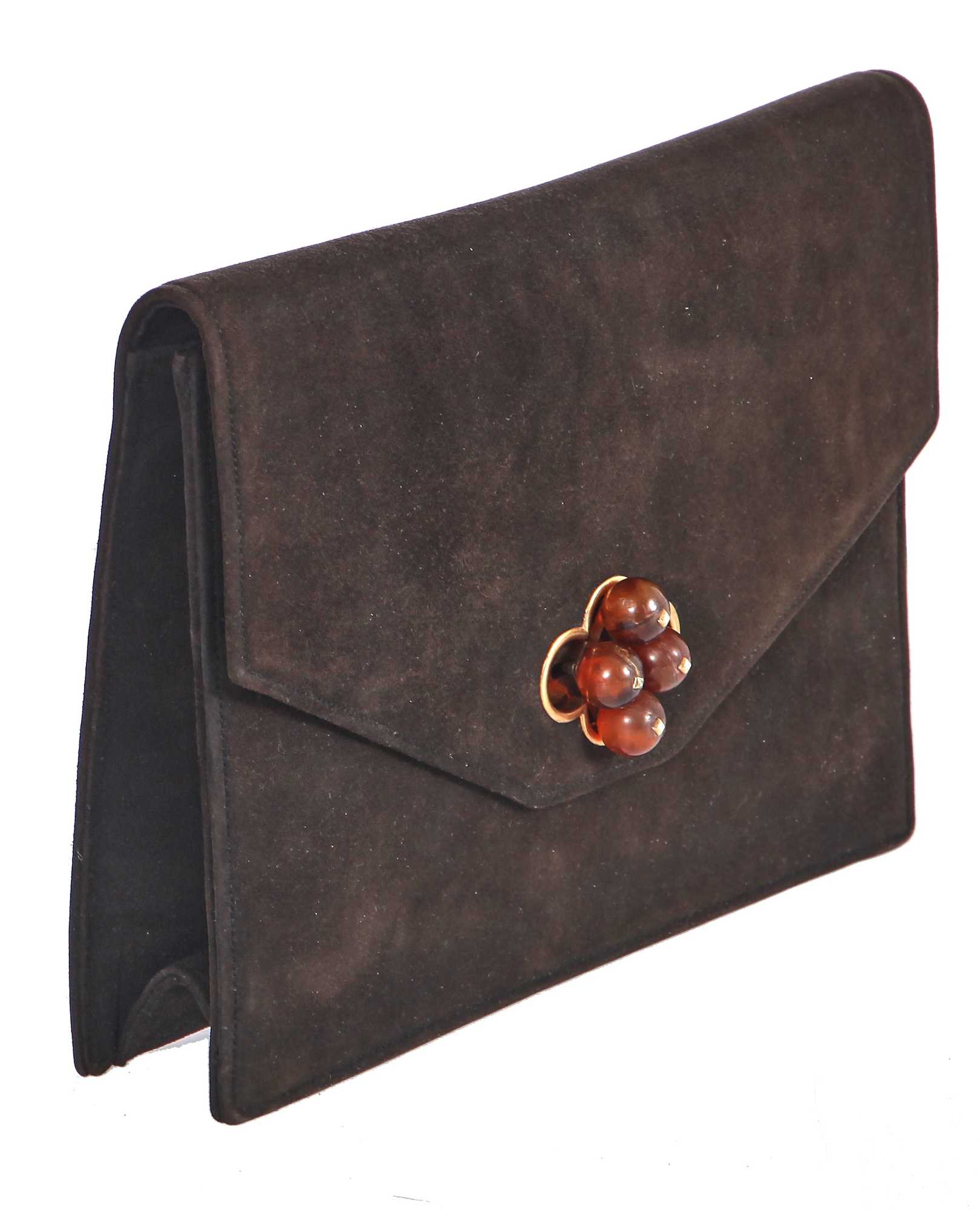 Lot 41 - A Cartier brown suede bag, 1930s