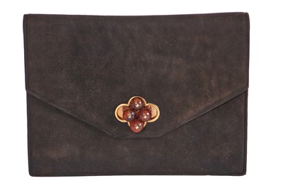 Lot 41 - A Cartier brown suede bag, 1930s