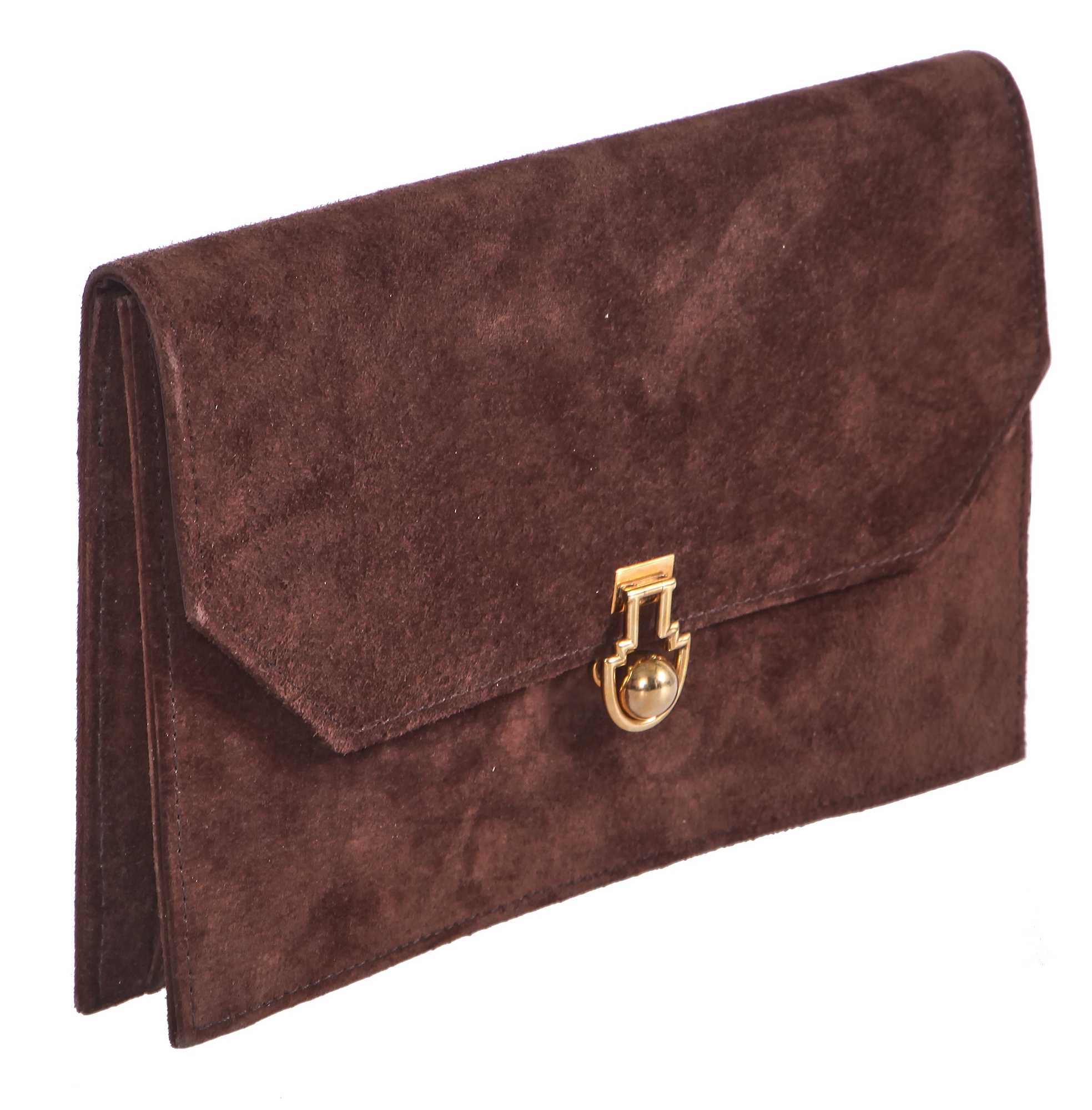 Lot 42 - A Cartier brown suede bag, 1936