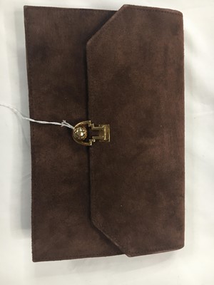 Lot 42 - A Cartier brown suede bag, 1936