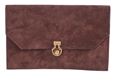Lot 42 - A Cartier brown suede bag, 1936