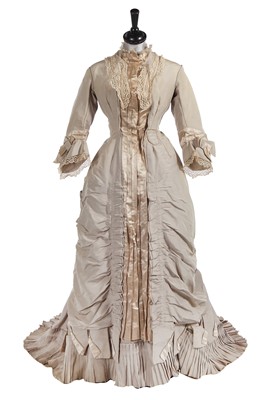 Lot 839 - A dove-grey silk faille reception dress, 1878-80