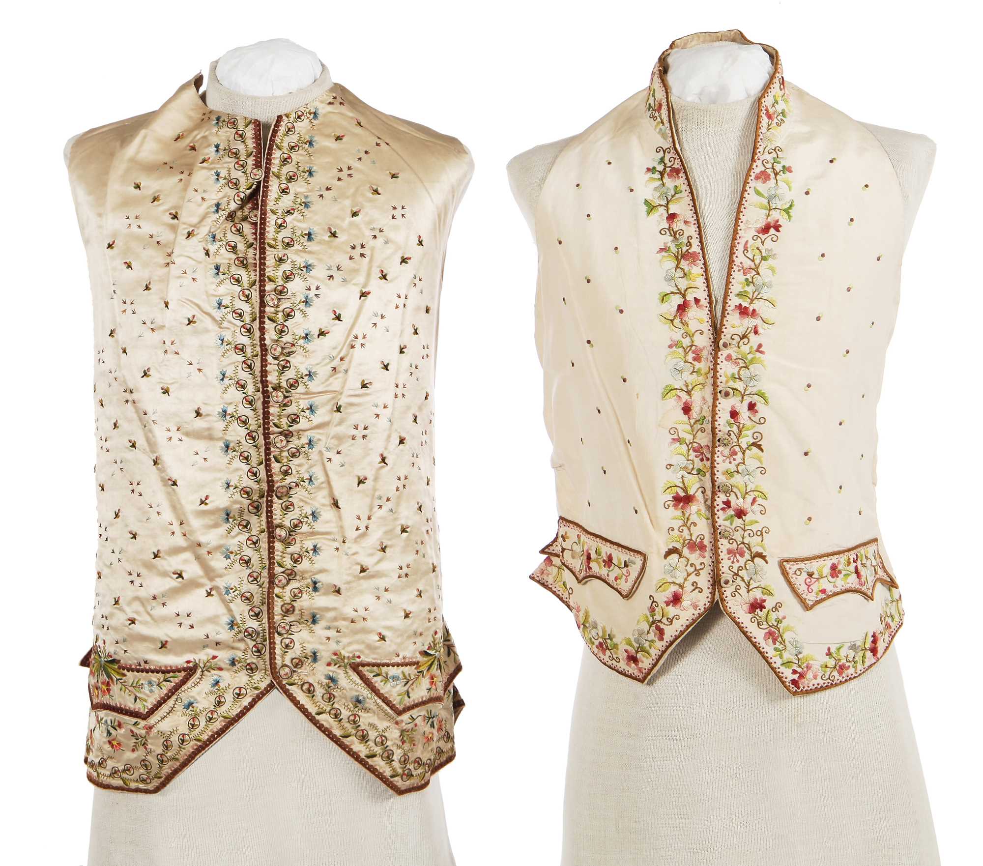 Lot 180 - Two embroidered waistcoats, 1770, 1850