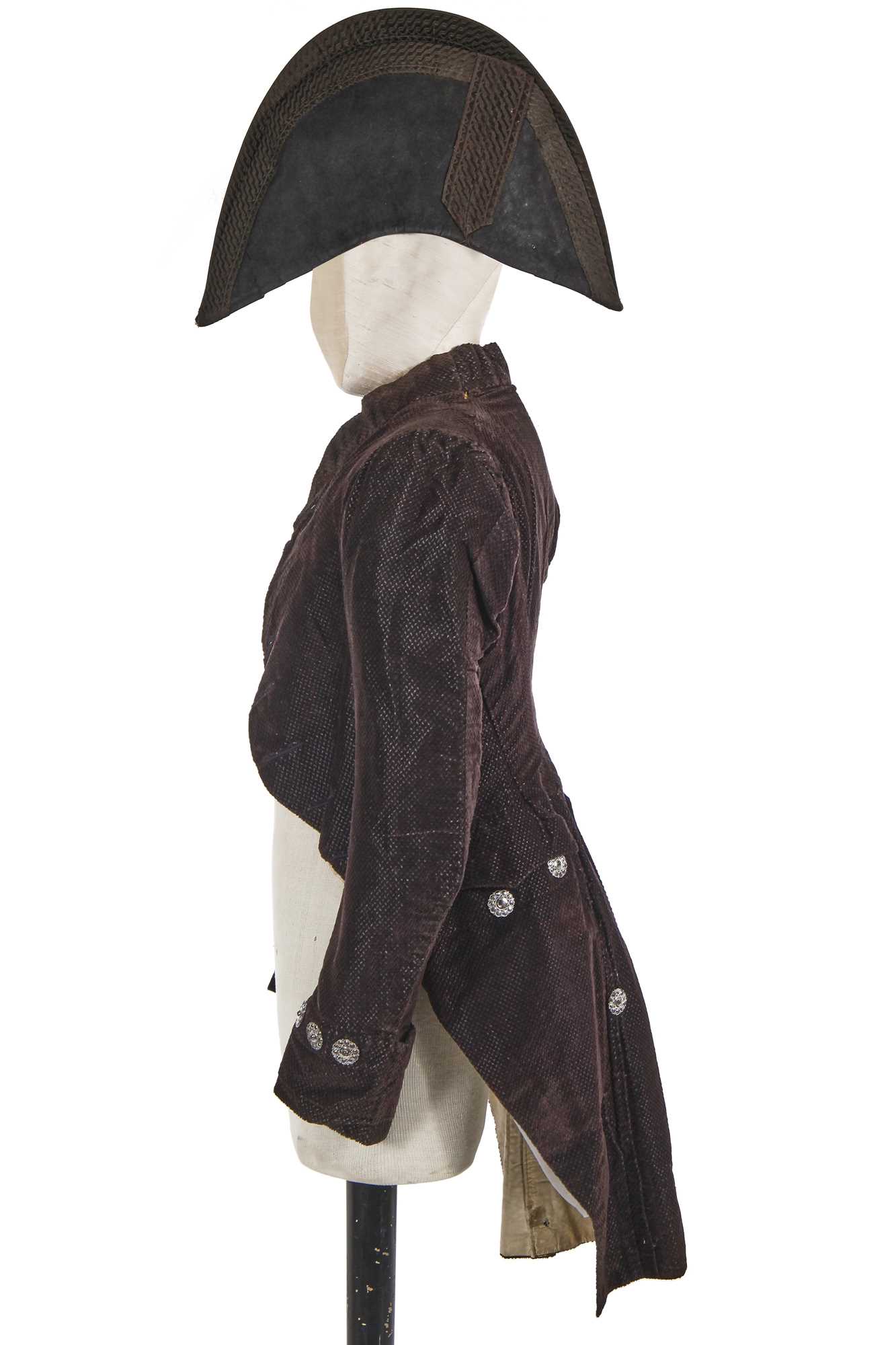 Lot 179 - A voided velvet coat and a bicorne, 1780-1810s