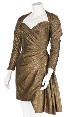 Lot 351 - An Antony Price gold brocatelle cocktail dress,...