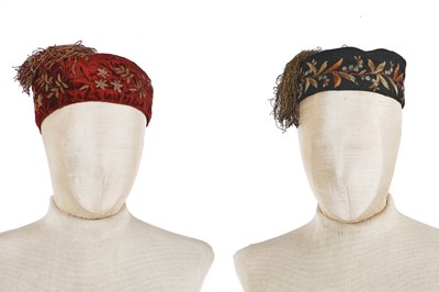 Lot 173 - A group of embroidered smoking and Argyll caps, late 1870s-1880s