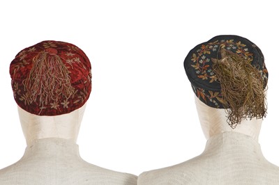 Lot 173 - A group of embroidered smoking and Argyll caps, late 1870s-1880s