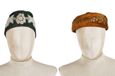 Lot 173 - A group of embroidered smoking and Argyll caps, late 1870s-1880s
