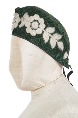 Lot 173 - A group of embroidered smoking and Argyll caps, late 1870s-1880s