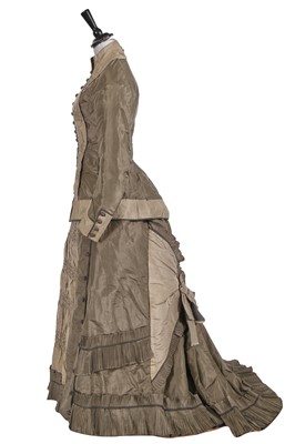 Lot 837 - A two tone grey silk dress, circa 1879