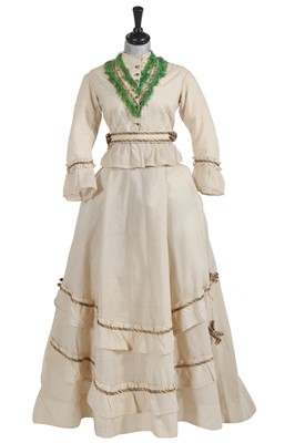 Lot 849 - A cream wool summer gown, 1860s, altered early 1870s