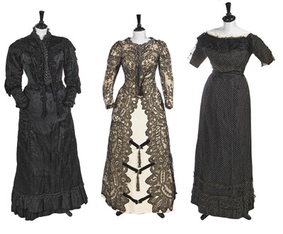 Lot 813 - Three black and white evening gowns, 1890-1900