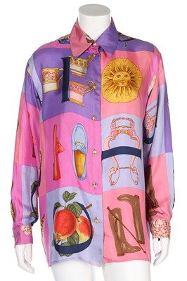 Lot 72 - A Gucci printed silk blouse, late 1980s-early...