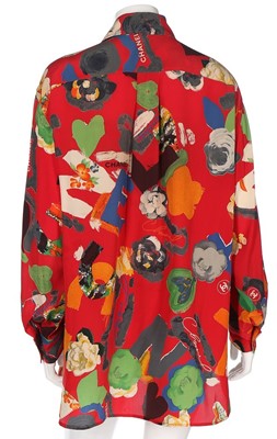 Lot 72 - A Gucci printed silk blouse, late 1980s-early...