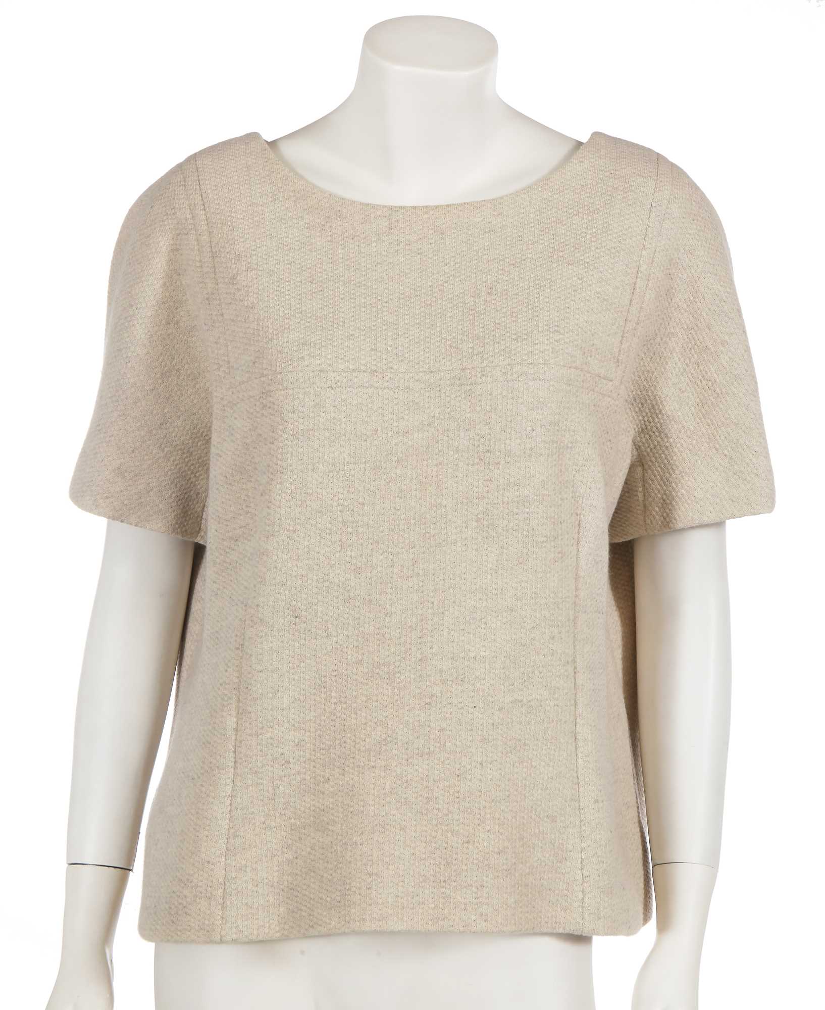 Lot 717 - A Cristóbal Balenciaga haute couture beige wool top, circa 1968