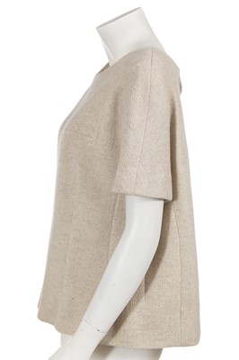 Lot 717 - A Cristóbal Balenciaga haute couture beige wool top, circa 1968