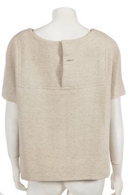 Lot 717 - A Cristóbal Balenciaga haute couture beige wool top, circa 1968