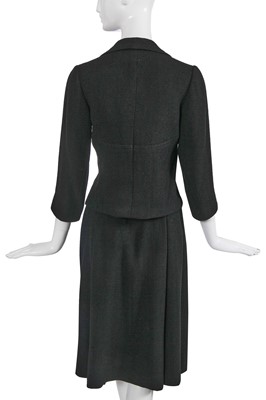 Lot 420 - A Cristóbal Balenciaga haute couture black wool suit, 1961