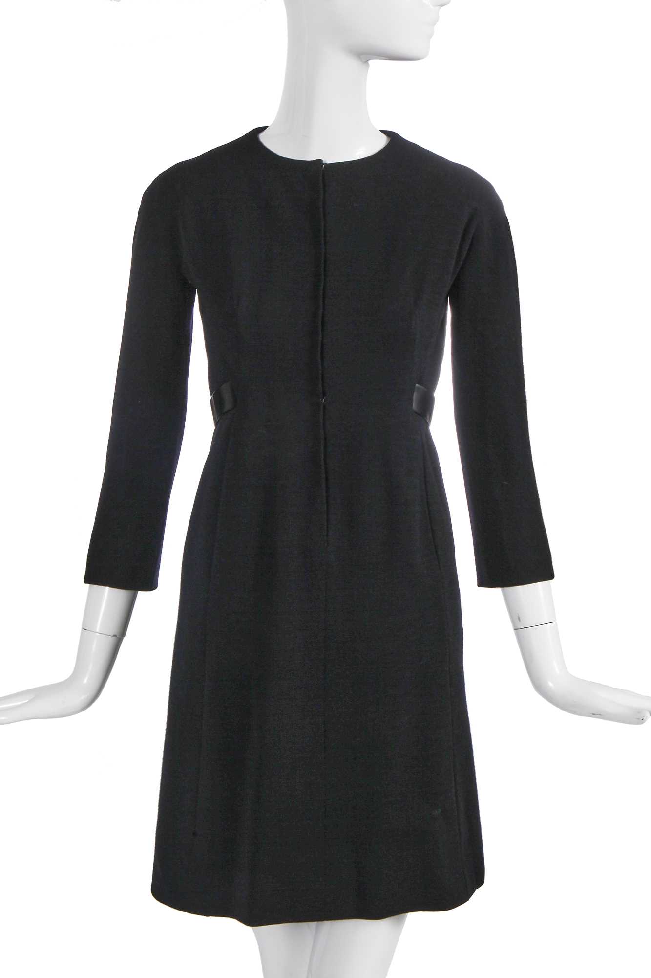 Lot 419 - A Cristóbal Balenciaga haute couture black wool jersey dress, circa 1963